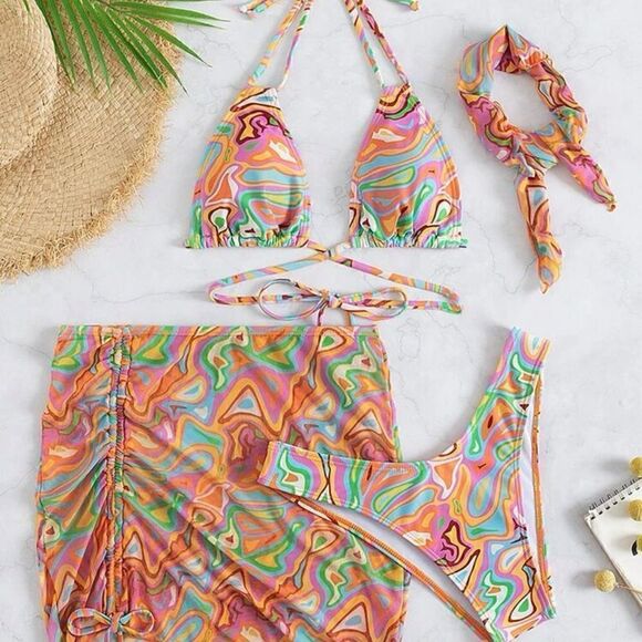 Bikini LUXE Y2K Bikini Swimsuit Set with Beachskirt - Picture 2 of 11